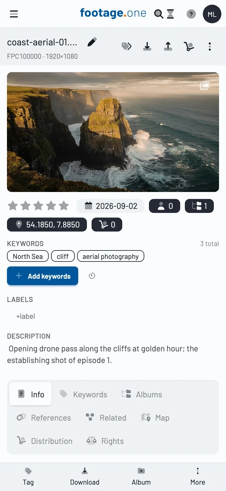 Asset-Detailansicht auf dem Telefon